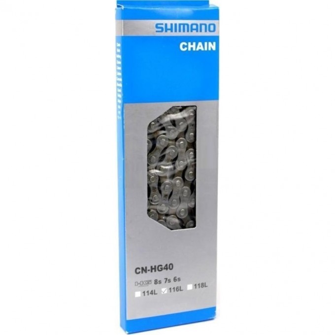 Цепь SHIMANO HG40, 6/7/8 скоростей, 114 звеньев, ампульный пин (1шт) ECNHG40114I